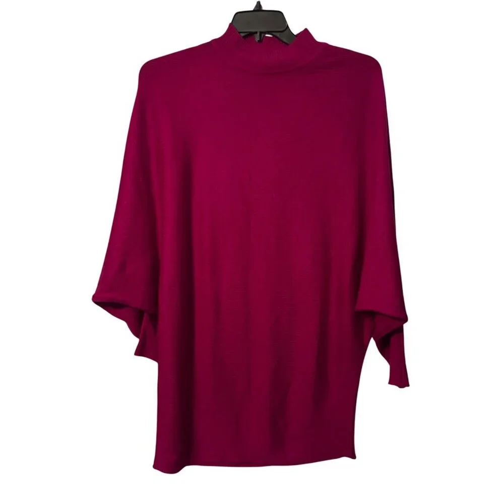 Magenta Mock Neck Batwing Sleeve Knit Dress By Before You Size S 100% Acrylic dr - Picture 5 of 12
